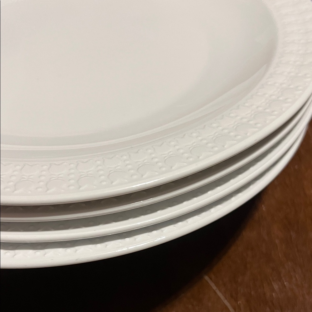 Set of 4 VTG PYROCERAM® by Corning White Dinner Plate Tulip Rim USA - Picture 7 of 7